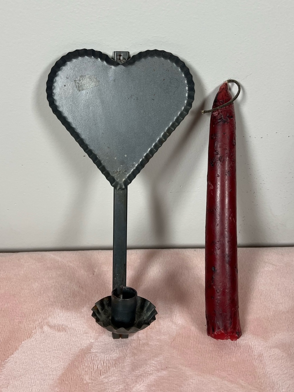 Heart Metal Wall Candle Holder with Red Taper Candle